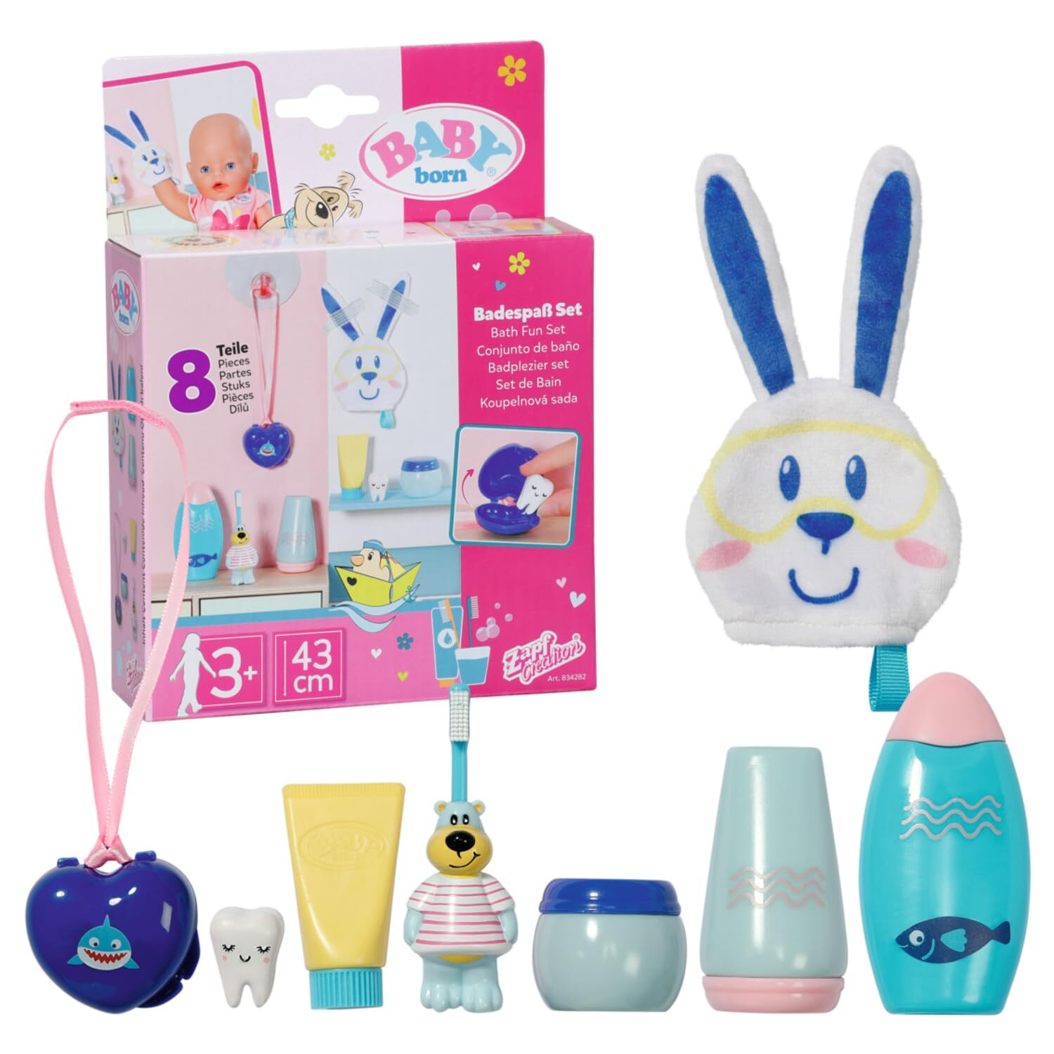 Baby born Bath Fun Set 834282 - 8 Accessories for Dolls up to 43cm - Includes To