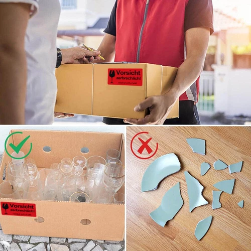 500Stück Vorsicht Zerbrechlich Warnetiketten Aufkleber Etikett Glas Paket Karton - Bild 5 von 11