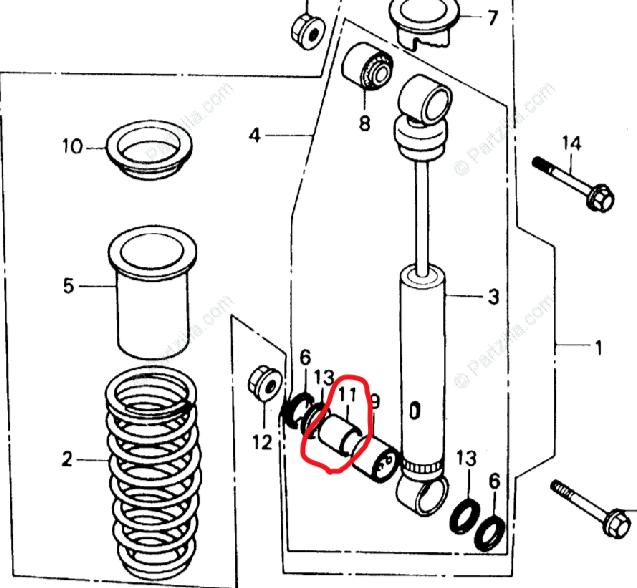 ATC 200X, 350X, TRX 200, 200SX REAR SHOCK BUSHING SLEEVE COLLAR 52486
