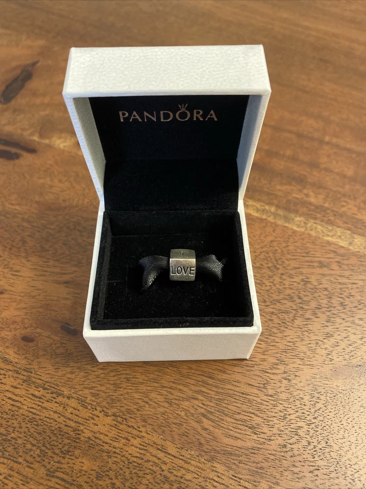 PANDORA Charm 925 Silber Würfel I love you Herz bicolor gold ❤️