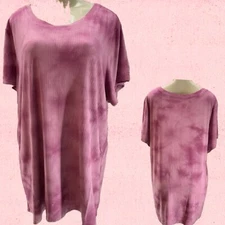 Torrid 0-L Ribbed Pink Mauve Multiple Hues Crew Neckline Short Sleeve Tee