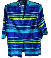 Russell Kemp Blazer Size 14w Blue Multi Striped Women Jacket