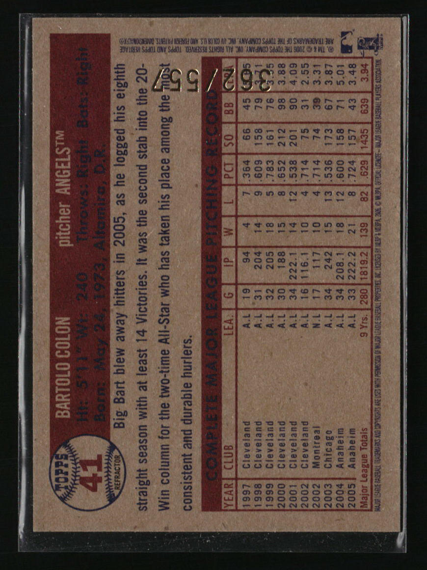 2006 Topps Heritage #41 Bartolo Colon Chrome Refractors #/557 | eBay