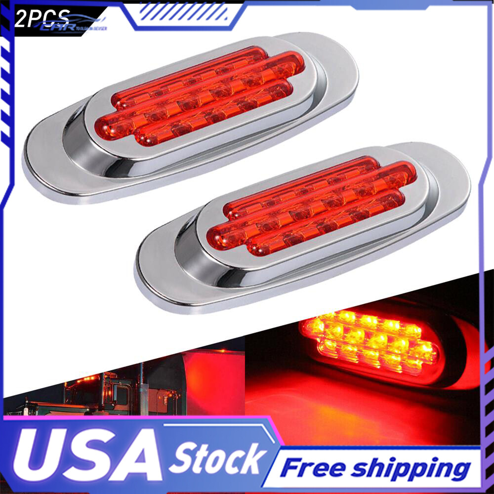 12V 2PCS Red Side Clearance Marker Light 16 Truck LED Trailer Caravan Lamp IP67