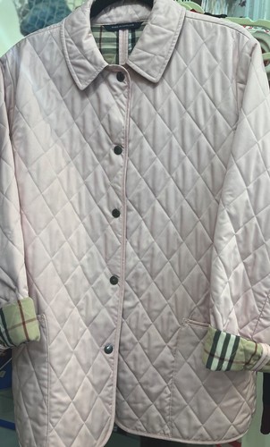 BURBERRY London Diamond Quilted Snap Jacket Pink Nova Check Lining Women’s Sz L - Picture 8 of 19