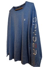 Spyder Swim Men  s Rash Guard Shirt L Blue UPF 50 Long Sleeve Surf Quick Dry