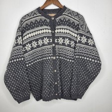 Woolrich Womens Vintage Wool Blend Fair Isle Cardgian Size L Holiday Comfy Warm