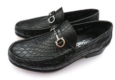 SALVATORE FERRAGAMO Black Crocodile Leather Shoes Size 8.5 US 41.5 Euro 7.5 UK