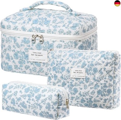 3pcs Kosmetiktasche Damen Gesteppte Kulturtasche Set Make up Bag Aesthetic Cosme