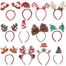 Pack of 12 Christmas Headbands for Women, Holiday Headwear for Girls, Xmas