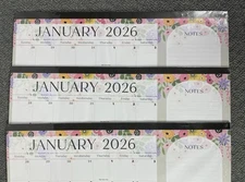 JOT 11x17 Desk Calendars 2026 New Sealed Lot of 3 Flower Themed + Note Area NEW