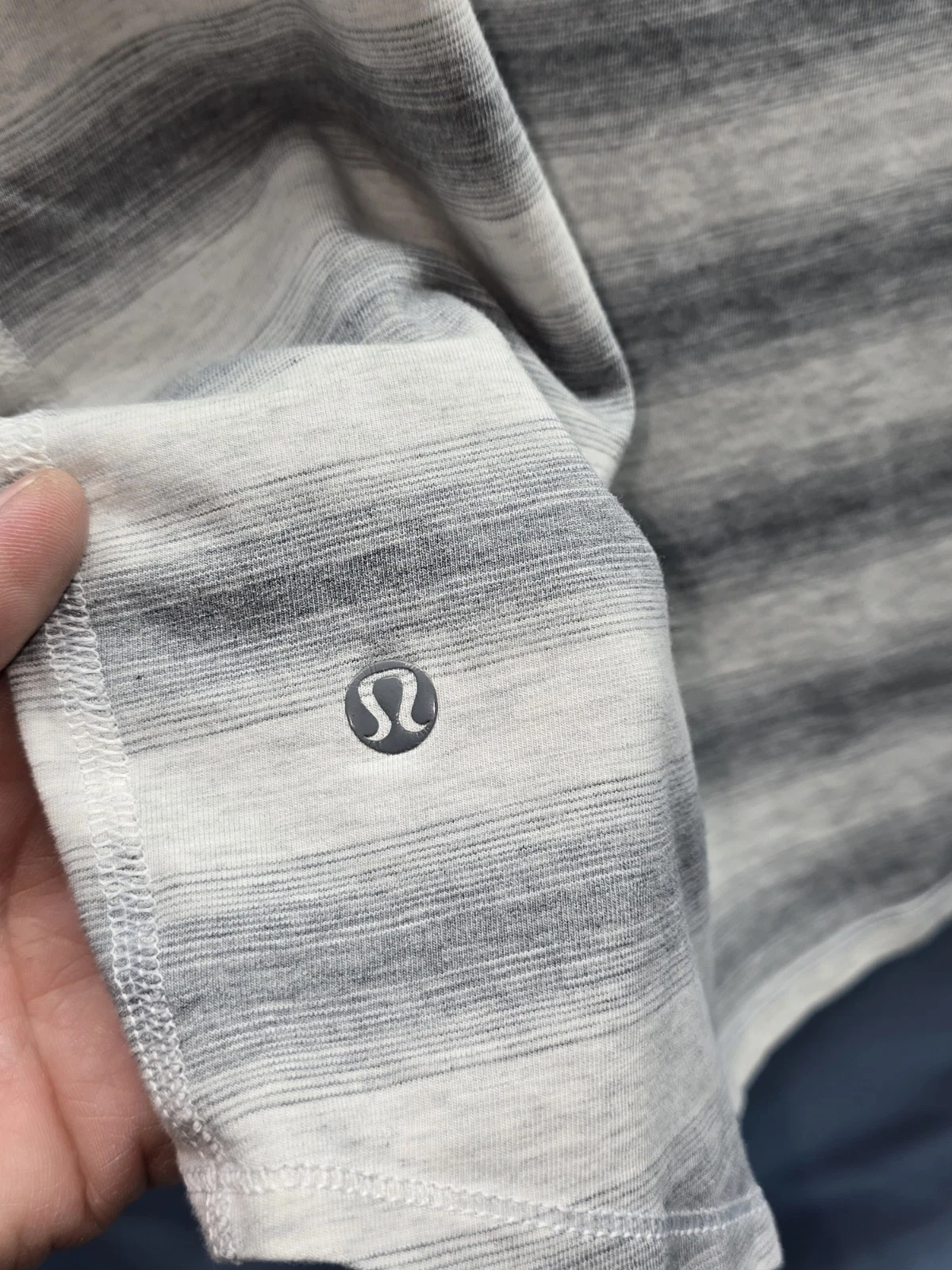lululemon striped cap sleeve stretch round neck shirt