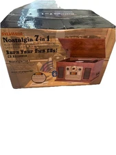 Sylvania Nostalgia 7 In 1 Turntable Bluetooth CD AM/FM Radio Cassette Player AUX