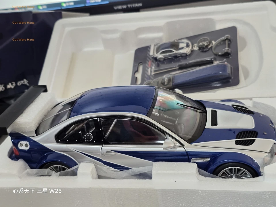 2001 FOR 1:18 BMW M3 GTR E46 Need For Speed Metal Deluxe Edition w/1/87 Keychain - Image 3 of 3