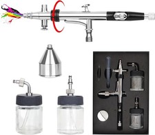 Airbrush Pen with Rotatable Air Brush Head,Gravity and Both Side Siphon Feeding