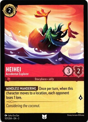 Lorcana TCG Hei Hei Accidental Explorer Regular Uncommon Card Into the Inklands