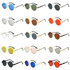 Fashion Steampunk Round Sunglasses Mens Women Luxury Gold Hip Hop Shades Glasses