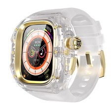 Clear Crystal PC Mod Kit Case Strap Apple Watch Ultra 3 2 49mm Rubber Band Cover