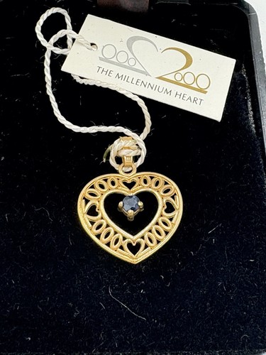 Avon 14k Gold Millenium Heart(TM) Pendant September/genuine Sapphire