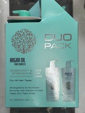 2-Pk ARGAN OIL Morocco ROSEMARY MINT Keratin STRENGTHENING SHAMPOO CONDITIONER