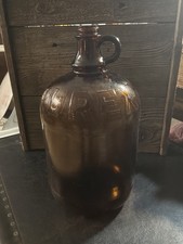Vintage “PUREX” One Gallon Amber Brown Glass Jug Bottle Finger Loop