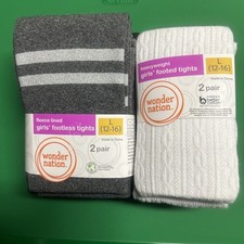 NWT Wonder Nation 2 PR Fleece Lined Footless  2 PR Heavyweight Footed Tights 