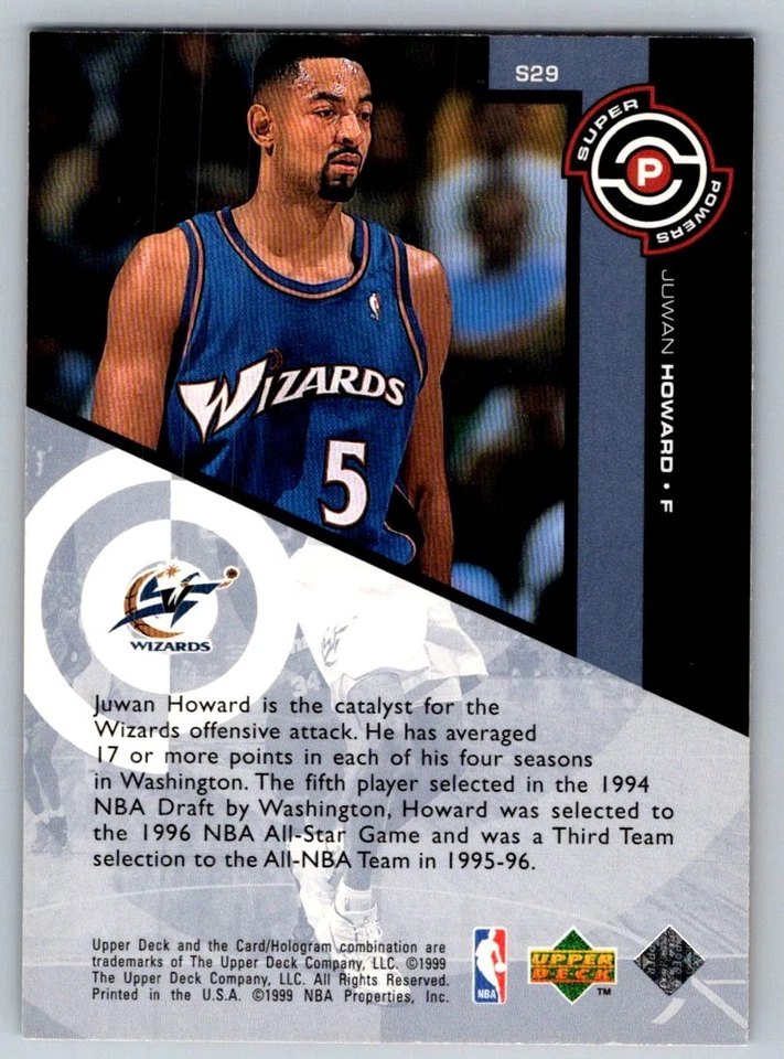 1998 Upper Deck Super Powers Juwan Howard S29 - Image 2 of 2