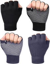 V 2 Packs of Non Slip Fingerless Yoga Gloves Exercise Gloves Workout Gloves