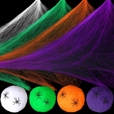 2600 Sqft Halloween Spider Webs with 200 Fake Spiders Halloween Decorations C...