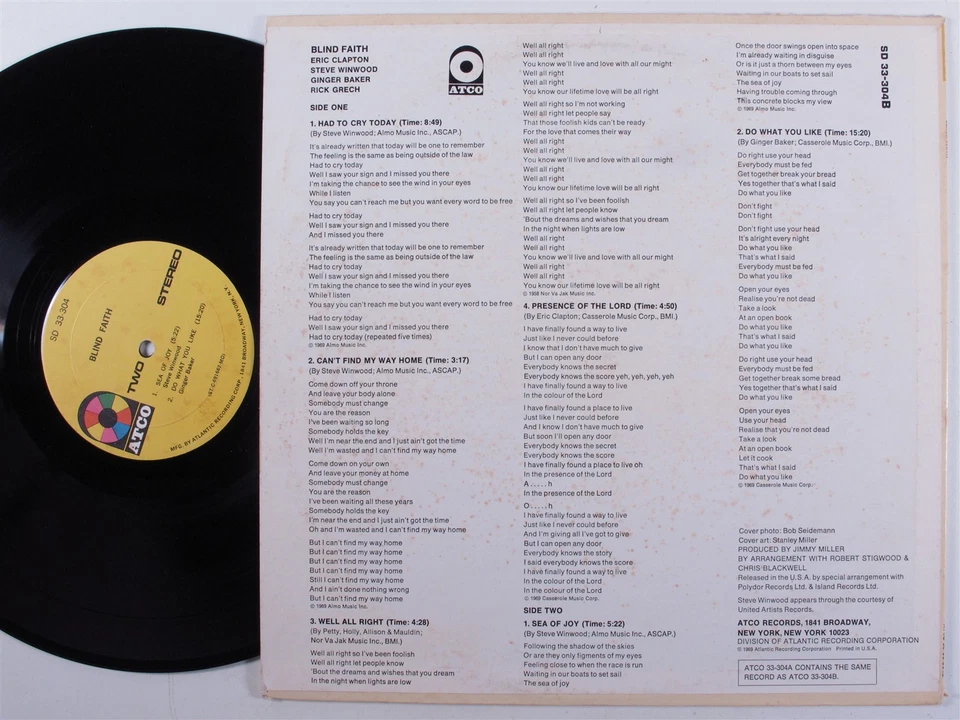 BLIND FAITH Self Titled ATCO SD33-304B LP VG+ a - Image 2 of 2