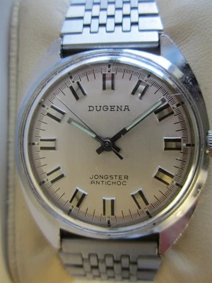 " DUGENA , JONGSTER , HANDAUFZUG  , GERMANY , CHROM , EDELSTAHLBAND ,"um 1970 - Bild 1 von 4