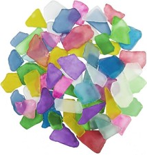 Sea Glass for Craft - 14oz Frosted Flat Glass in, Bulk Seaglass Pieces for Beach