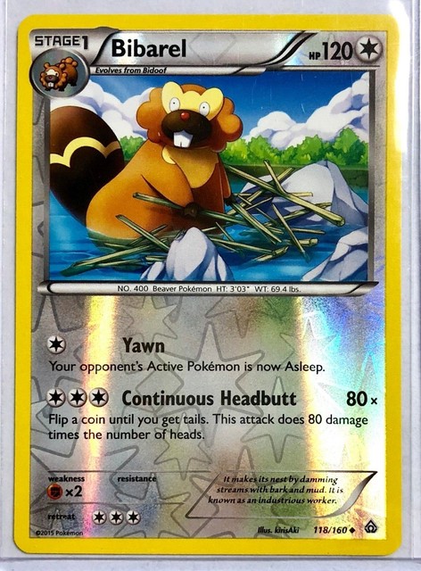 Pokemon BIBAREL 118 160 UNCOMMON REVERSE HOLOFOIL NM CARD PRIMAL CLASH 