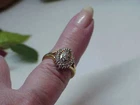 Vintage Sterling 18k Gold clad Marquise Design Diamonds Ring Sz: 7~ 3.6Gr