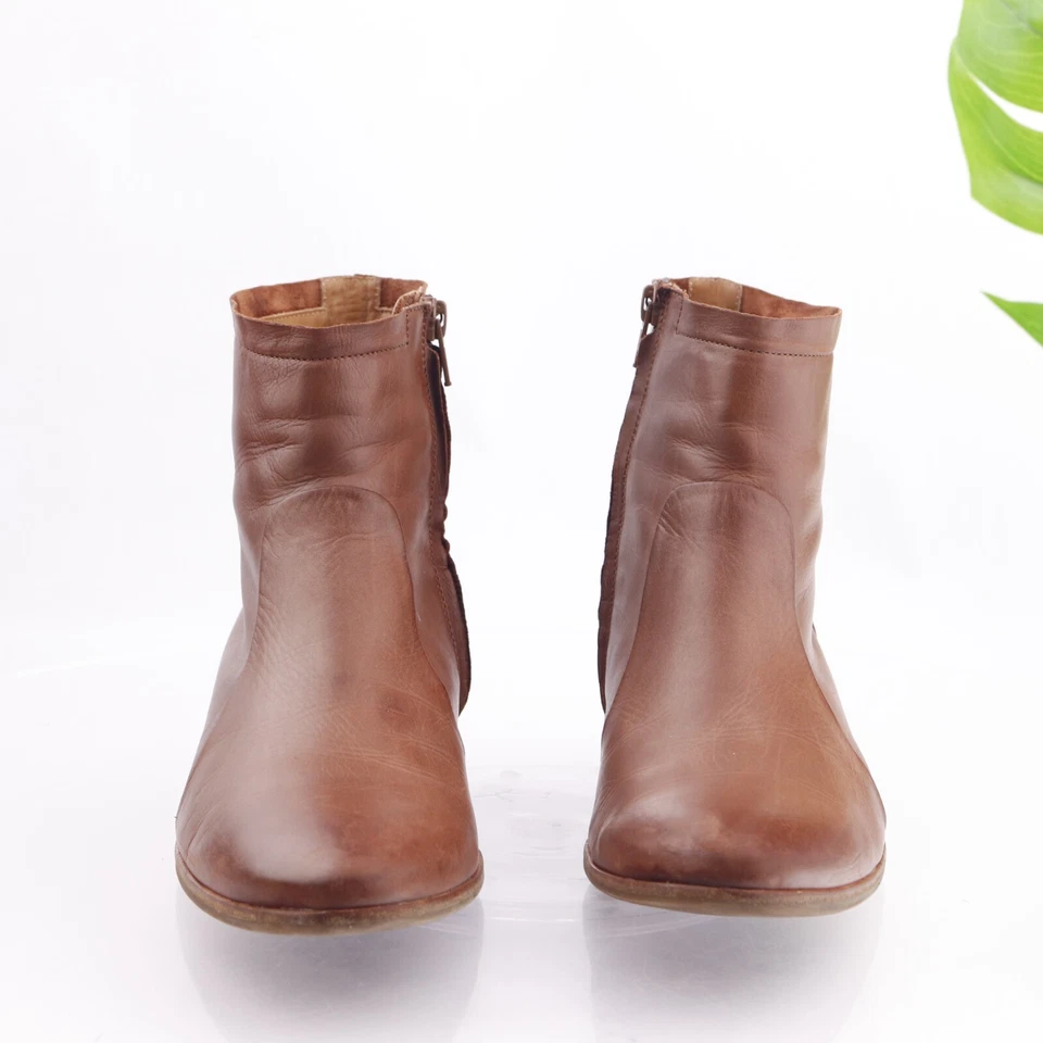 Bota Paul Green Feminina Shaw Tamanho 8 Bloco Salto Bota Western Couro Marrom - Imagem 4 de 4