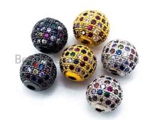 6/8mm/10mm CZ Micro Pave Multi Color Ball Spa...