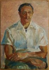 Ukrainian Soviet Oil Painting postimpressionism impressionism male portrait man