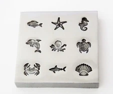 Shot Plate 9 Designs Sea Life Shapes Impression die | Silversmith Die, Dolphin 