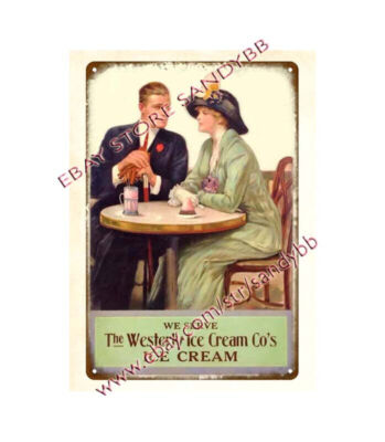 garage poster advertising wall art 1910-15 Westerly Ice Cream metal tin sign