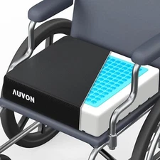 AUVON Cooling Gel Wheelchair Seat Cushion for Sciatica, Back, X-Large, Black 
