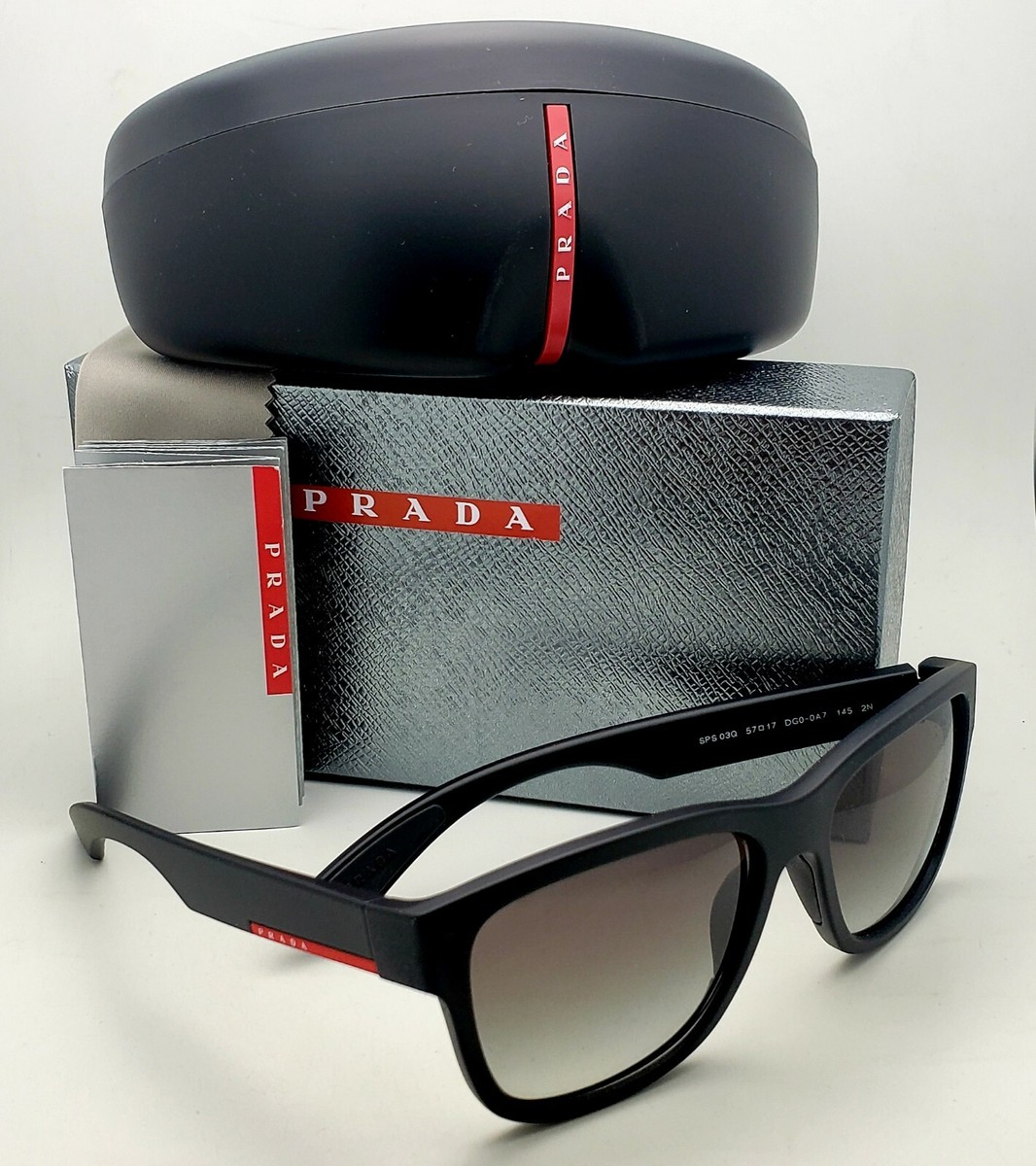 New PRADA Sport Sunglasses SPS 03Q DG0-0A7 Black Frames w New PRADA Sport Sunglasses SPS 03Q DG0-0A7 Black Frames w