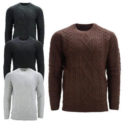Ex ZARA Mens Jumpers Crew Neck Slim Fit Heavy Knitted Soft Winter Pullover Sweat