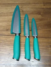 Cook's Essentials 3-Piece Japanese Steel Knife Set - Green