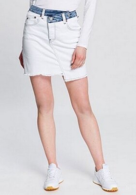 Herrlicher Damen Mäze Skirt Denim White Mix Rock Mini Kurz Used Jeans Stretch