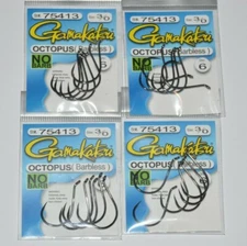4 packs gamakatsu octopus hook barbless safe size 3/0  6 per pack 75413 NO barb