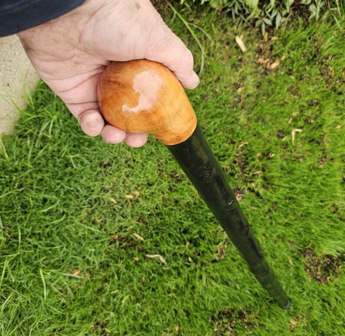 Handcrafted Irish Blackthorn Walking Stick with Polished Wood Handle - Picture 3 of 6