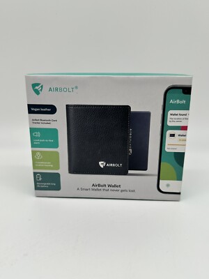 AIRBOLT Wallet Vegan Leather Bluetooth Card Tracker Slim Azore Black NEW