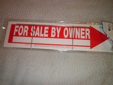  2 Hillman 844383 Red  White For Sale By Owner Sign With stand 6" X 24"