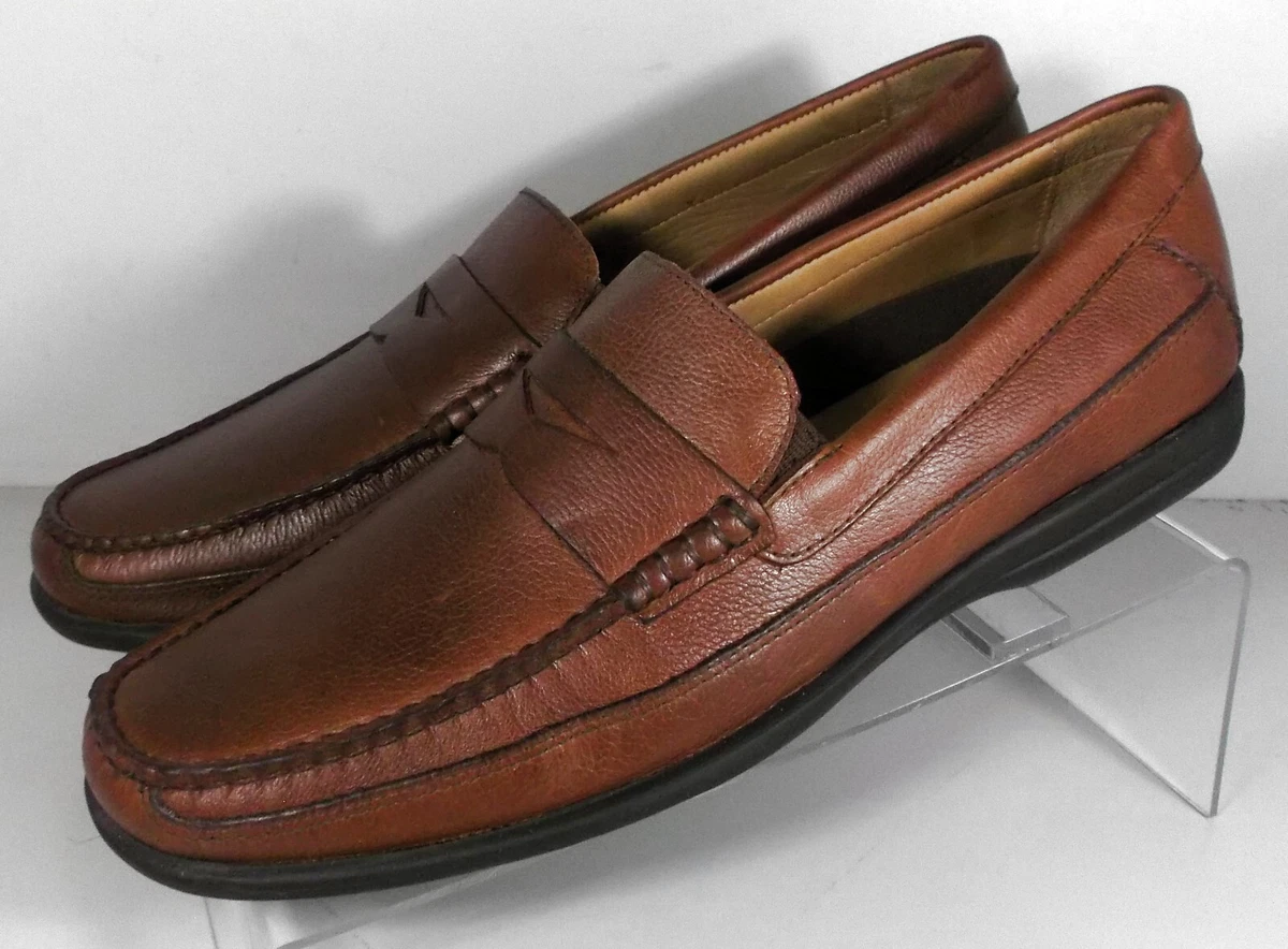 Johnston & Murphy J&M Mens 9M Taupe Perforated Leather Slip‎ On Loafers 25-0619 Johnston & Murphy Loafer Gray Casual Shoes for Men for sale  main image 4