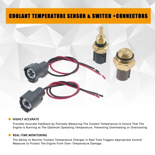 Engine Coolant Fan Temperature Sensor Switch Set for Honda CR-V Civic Acura - Picture 3 of 5